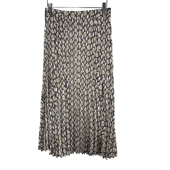 All In Favor Womens S Snake Print Pleated Midi Skirt Black Cream Animal Print - Picture 1 of 8